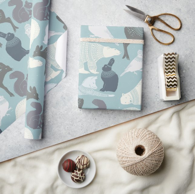 Skogsbunny Fox Hjort Bear Bird Squirrel Presentpapper (Hantverk)