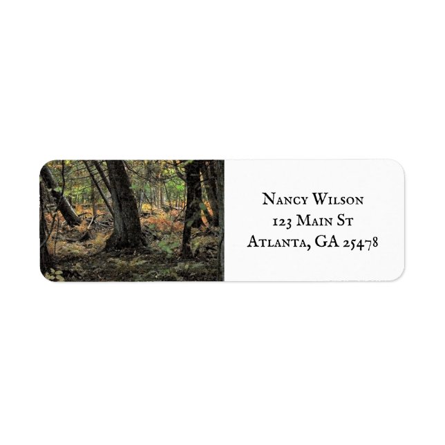 Skogscen i höst returadress etikett (Framsidan)