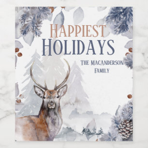 Skogscentret uggla i snö i vinter-klostret vinflaska etikett