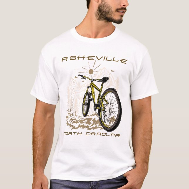 Skogscykling Asheville Norr T Shirt (Framsida)
