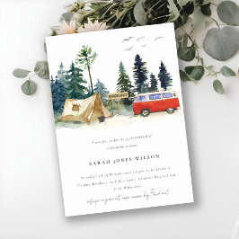 Skogsdagen i Rustic Camping Watercolor Gräs Inbjudningar