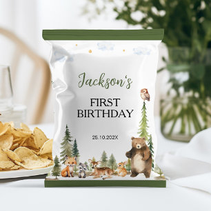 Skogsdjur 1:a födelsedag Chip-bag Wrapper Reklamblad