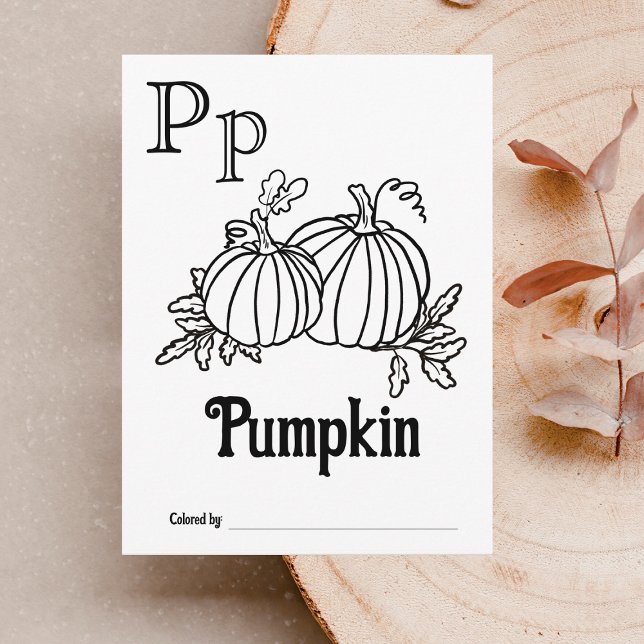 Skogsdjur ABC-färgläggning Baby Shower-aktivitet Vykort (Letter P - Color Your Own Baby's First ABC's Keepsake Cards)