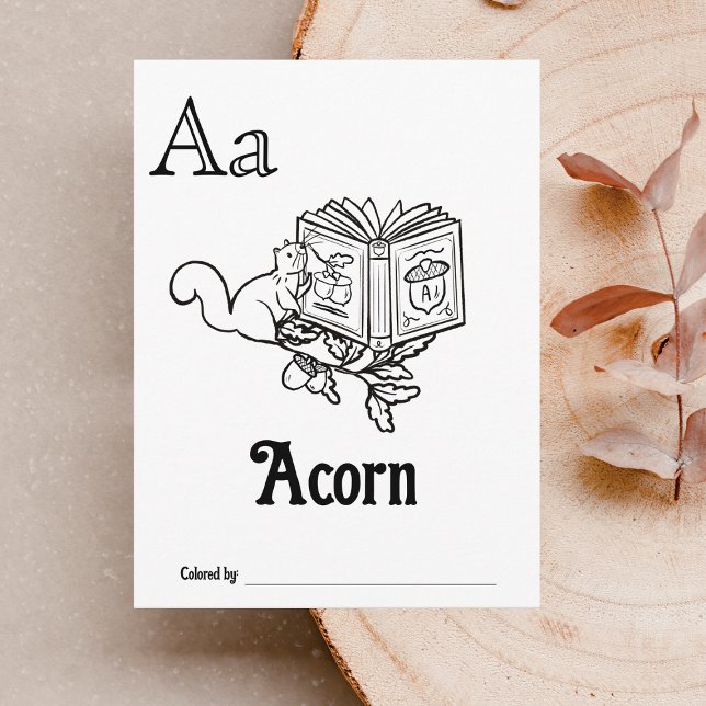 Skogsdjur ABC-färgning Baby Shower-aktivitet Vykort (Letter A - Color Your Own Baby's First ABC's Keepsake Cards)