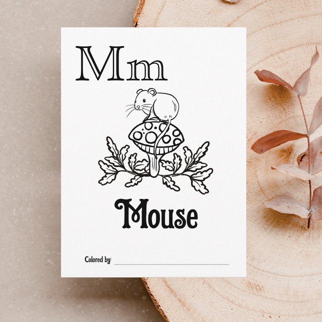 Skogsdjur ABC-färgning Babykläder Aktivitet Vykort (Letter M - Color Your Own Baby's First ABC's Keepsake Cards)