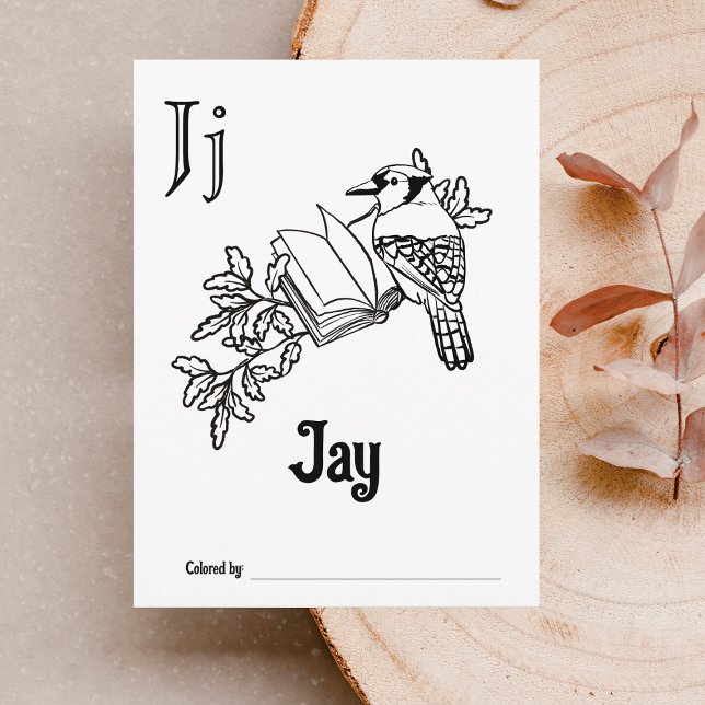 Skogsdjur ABC-färgning Babykläder Aktivitet Vykort (Letter J - Color Your Own Baby's First ABC's Keepsake Cards)