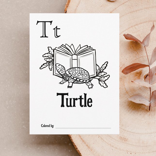 Skogsdjur ABC-färgning Babykläder Aktivitet Vykort (Letter T - Color Your Own Baby's First ABC's Keepsake Cards)