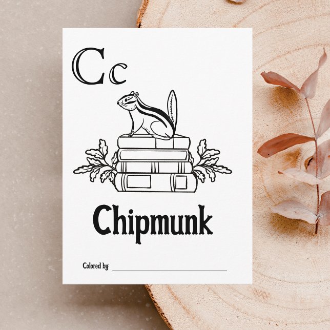 Skogsdjur ABC-färgning Babykläder Aktivitet Vykort (Letter C - Color Your Own Baby's First ABC's Keepsake Cards)
