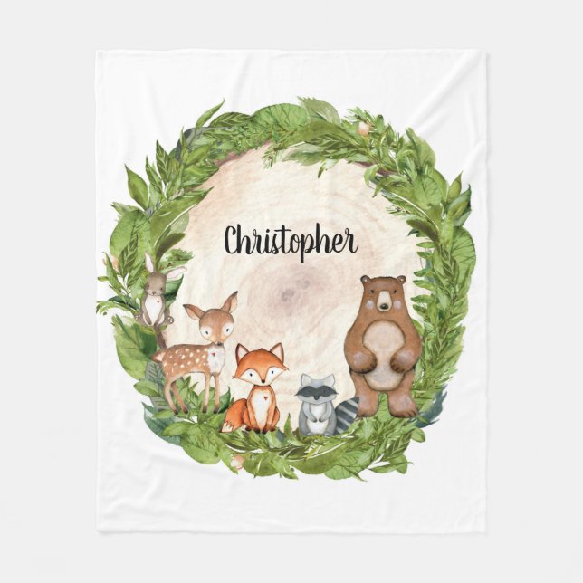 Skogsdjur av trä, glidvagn fleecefilt (Framsidan)