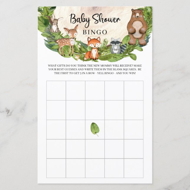 Skogsdjur av trä, segmentgrönt baby bingo (Framsida)