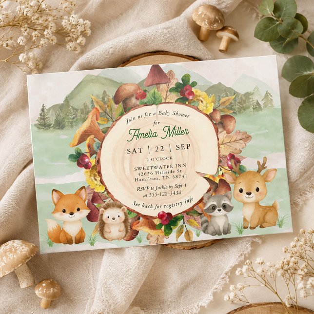 Skogsdjur Baby Boy Shower Inbjudningar (Woodland Forest Animals Baby Boy Shower Invitation)