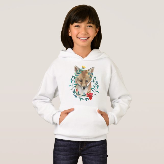 Skogsdjur Baby Fox i Blommigtens andedräkt T Shirt (Hel framsida)
