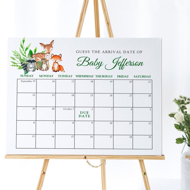 Skogsdjur Baby Gissa Förfallodatum Kalender Poster (Skapare uppladdad)