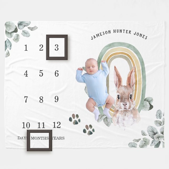 Skogsdjur | Baby Milestone Blanket Fleecefilt (Skapare uppladdad)