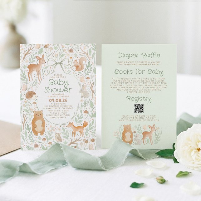 Skogsdjur Baby Shower Allt-i-ett Inbjudningar (Woodland Animals Baby Shower Invitations)