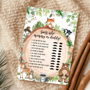 Skogsdjur Baby Shower Bingo Spel