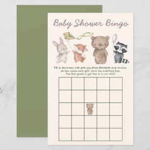 Skogsdjur Baby Shower Bingo Spel