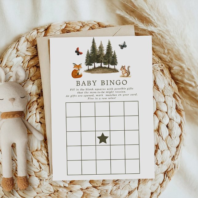 Skogsdjur Baby Shower Bingo-spel Inbjudningar (Skapare uppladdad)