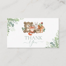 Skogsdjur Baby Shower Birthday Tack Tilläggskort