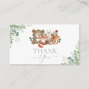 Skogsdjur Baby Shower Birthday Tack Tilläggskort