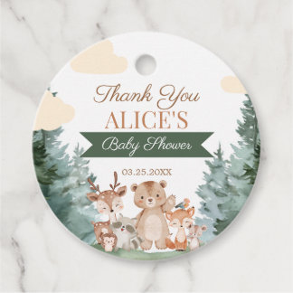 Skogsdjur Baby Shower Favor Märke Gåvor Etiketter