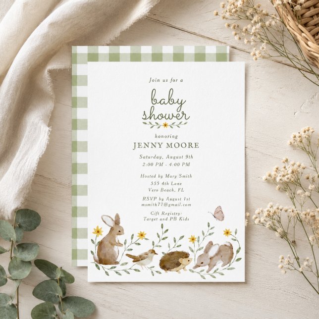 Skogsdjur Baby Shower-fest Inbjudningar (Woodland Animals Baby Shower Party Invitation)