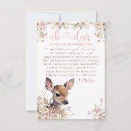Skogsdjur Baby Shower Flicka Tack Kort