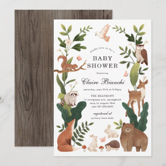 Skogsdjur Baby Shower Inbjudan