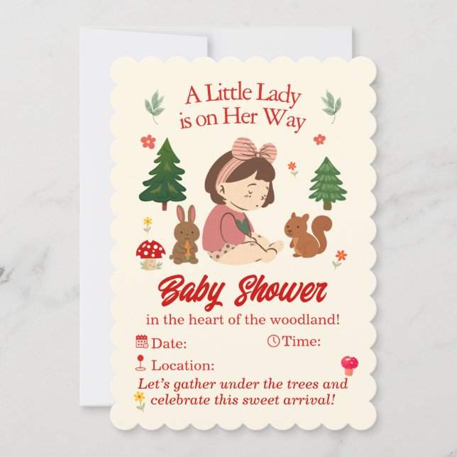 Skogsdjur Baby Shower Inbjudan (Framsida)
