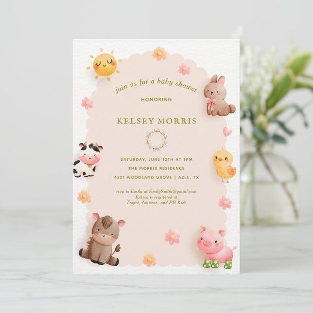 Skogsdjur Baby Shower Inbjudningar (Stående Fram)