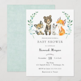 Skogsdjur Baby Shower Inbjudningar