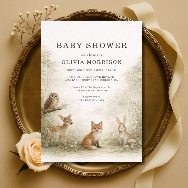 Skogsdjur Baby Shower Inbjudningar (Skapare uppladdad)