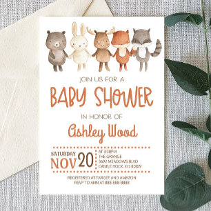 Skogsdjur Baby Shower Inbjudningar