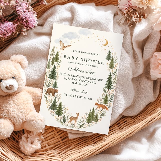 Skogsdjur Baby Shower Inbjudningar (Skapare uppladdad)
