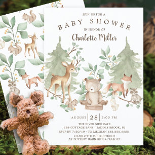 Skogsdjur Baby Shower Inbjudningar