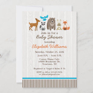 Skogsdjur Baby Shower Inbjudningar