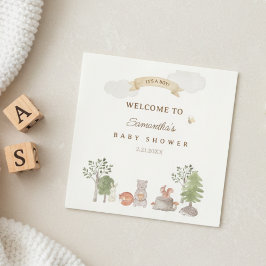 Skogsdjur Baby Shower Pappersservett