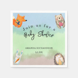 Skogsdjur Baby Shower Pappersservett