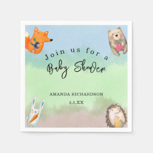 Skogsdjur Baby Shower Pappersservett