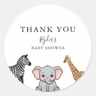 Skogsdjur Baby Shower Runt Klistermärke