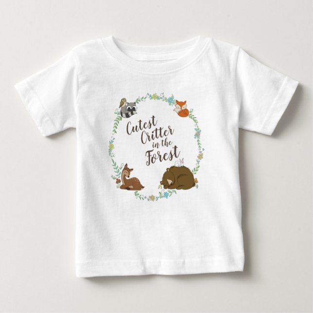 Skogsdjur Baby Shower T Shirt (Framsida)