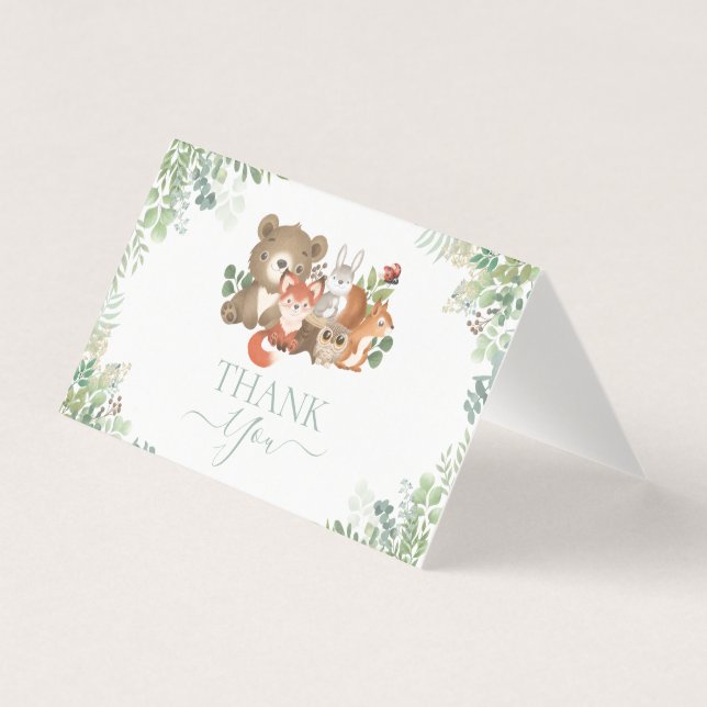 Skogsdjur Baby Shower Tack för ditt djurutrymme Kort (Framsida)