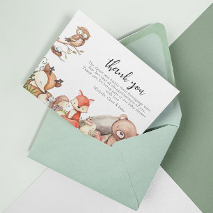 Skogsdjur Baby Shower Tack Kort