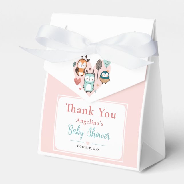 Skogsdjur Baby Shower | Tack Presentaskar (Framsidan Sidan)
