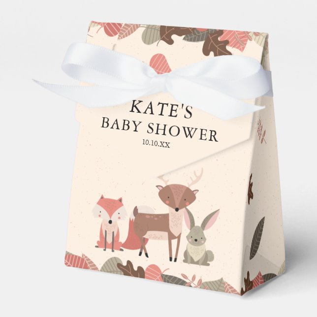 SkogsDjur Baby Shower Välkomsthälsning Presentaskar (Framsidan Sidan)