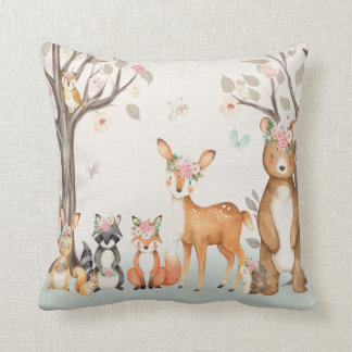 Skogsdjur Babyflicka Nurseries Boho Kudde