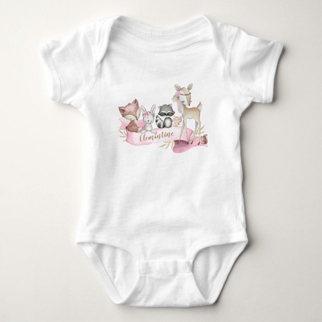 Skogsdjur Babyflicka Personlig T Shirt (Framsida)