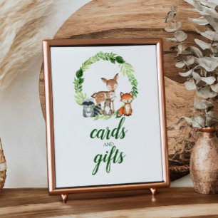 Skogsdjur Babyskekort och gåvor Poster