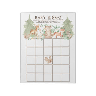 Skogsdjur, babyskor Bingo Game Anteckningsblock