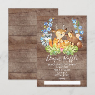 Skogsdjur Babyskor Diaper Raffle Biljett Inbjudningar